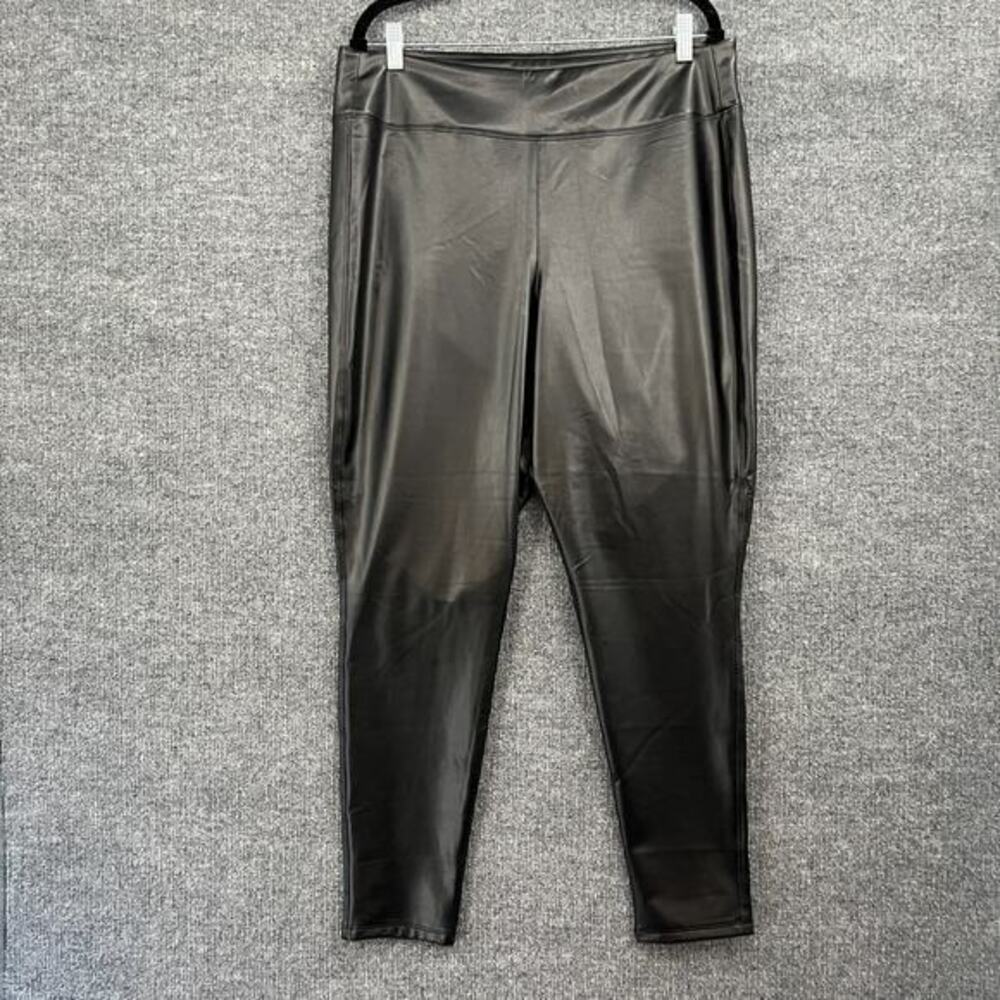 GAP Womens Faux Leather Pants Leggings Size XL Black High Waisted Skinny Vegan
